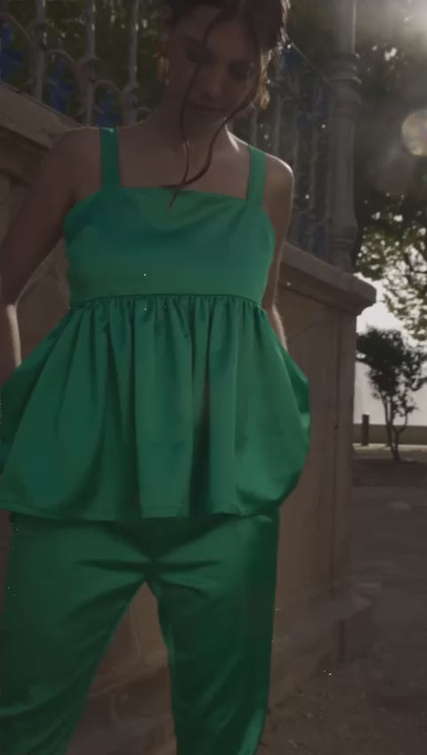 Hera - High Waisted Green Trousers, Jacarandá
